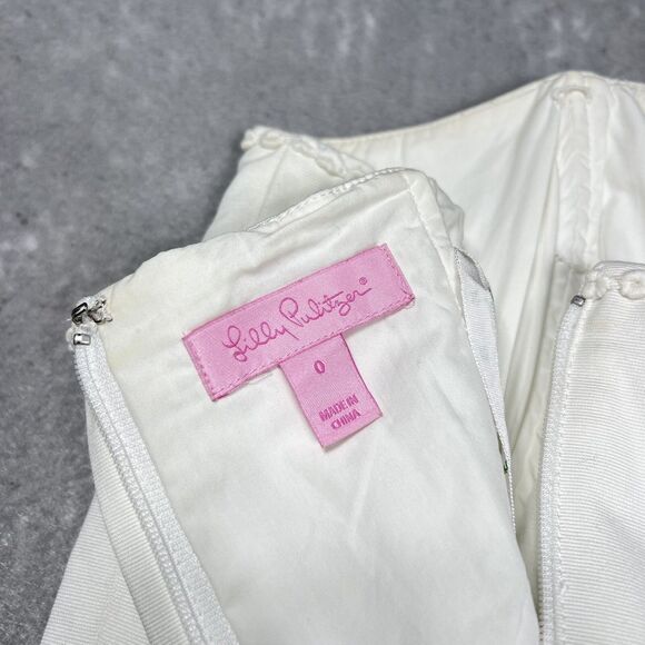 Lilly Pulitzer Dress Womens Size 0 White Pink And Green Floral Print Strapless - Picture 10 of 12
